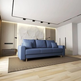 Canapea extensibilă dumonde cu ladă de depozitare si sezut confortabil din spuma high-density, Kronos Enjoy Albastru 210x100 cm