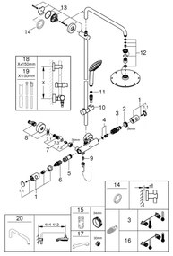 GROHE 27964000 - Sistem de duș EUPHORIA 210 mm, crom lucios