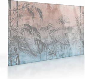 Tablou pe sticlă - Plante tropicale pe perete (70x50 cm)
