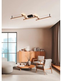 Plafonieră neagră/în culoare naturală LED cu control prin telecomandă 10x180 cm Bellari – Trio