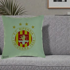 Perna Personalizata FC Ripensia Timisoara 1928, 40x40 cm, Verde, Husa Detasabila, Perna Inclusa, BEKZ®