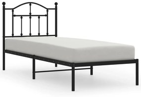 353430 vidaXL Cadru de pat metalic cu tăblie, negru, 80x200 cm