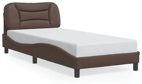 3207969 vidaXL Cadru de pat cu tăblie, maro, 90x190 cm, piele ecologică