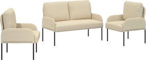 vidaXL Seturi de canapele cu pernă 3 pcs Crem 115 x 56 x 80 cm placaj