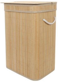 Coș de rufe din bambus cu capac, 80 l