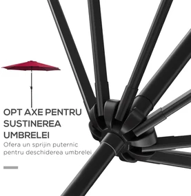 Outsunny Umbrelă de Grădină Inclinabilă 3x2.45m, Poliester Impermeabil, Rosu Bordeaux | Aosom Romania