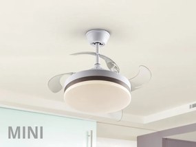 Lustra LED cu Ventilator si telecomanda, lame retractabile Mini Vento alb/bronz