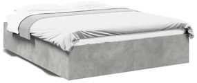 3281003 vidaXL Cadru de pat, gri beton, 160x200 cm, lemn prelucrat