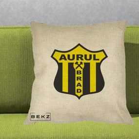 Perna Personalizata Aurul Brad Fotbal, 40x40 cm, Crem, Husa Detasabila, Perna Inclusa, BEKZ®