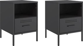 vidaXL Noptiere, 2 buc., negru, 36x39x50,5 cm, oțel