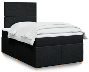 vidaXL Pat box spring cu saltea, negru, 120x200 cm, textil