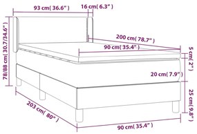 Pat box spring cu saltea, maro inchis, 90x200 cm, textil Maro inchis, 90 x 200 cm, Culoare unica si cuie de tapiterie