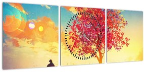 Tablou - casa în deal (cu ceas) (90x30 cm)