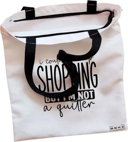 Sacosa de Panza pentru Cumparaturi, Geanta Tote, model I could give my shopping, Cu fermoar, 38x34.5 cm, Alba, BEKZ®