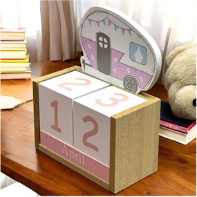 Calendar decorativ din Lemn, 14 x 7 x 18 cm, PINK