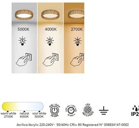 Plafoniera LED ratan design natural KILIMANJARO 43,5cm