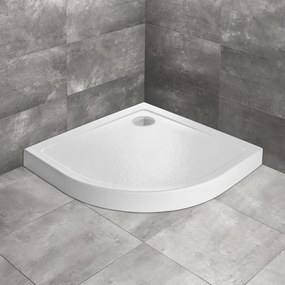 Cadita dus semirotunda Radaway Doros A Compact Stone 80x80 cm acril alb