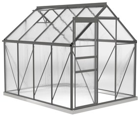 Outsunny Seră de grădină din policarbonat 4,8 m² cu fundație, clapetă reglabilă, ușă culisantă 1,9x2,53x1,99m transparent | Aosom Romania