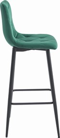 OFERTA Scaun de bar verde inchis NADO VELVET cu picioare negre II calitate