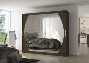 Dulap cu usi glisante si oglinda 250x215 cm, Cambe, ADRK Furniture (Culoare: Negru)