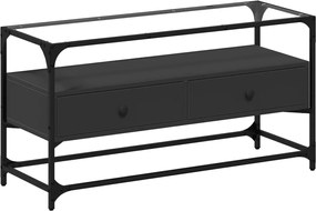 vidaXL Dulap TV blat sticlă, negru, 98x35x51 cm lemn prelucrat