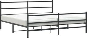 vidaXL Cadru pat metalic cu tăblii de cap/picioare, negru, 200x200 cm