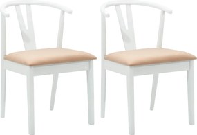 vidaXL Scaun de sufragerie 2 pcs Alb și maro Lemn Solid de Cauciuc