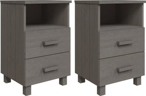 vidaXL Noptiere HAMAR, 2 buc, gri deschis, 40x35x62 cm, lemn masiv