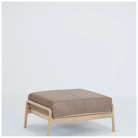 Taburet din piele bovină cu structură din lemn masiv de stejar Gazzda Fawn, maro deschis