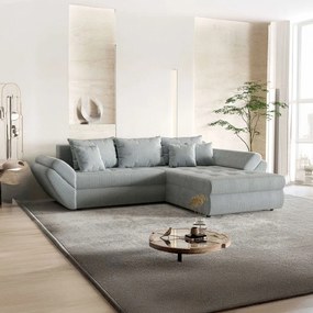 Colțar extensibil dumonde cu ladă de depozitare si sezut confortabil din spuma high-density, Loana Zoom Grey II 270x185 cm