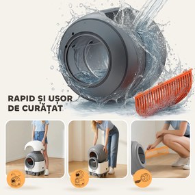 PawHut Litiera auto-curățătoare de 80L pentru Pisici 1-5 kg din PP Alb și Gri | Aosom Romania