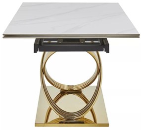 Masa extensibila Hermes II marmura alba/auriu L160-240xl90 cm