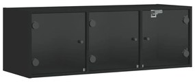 836512 vidaXL Dulap de perete cu uși din sticlă, negru, 102x37x35 cm