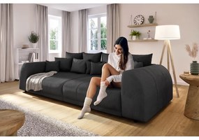 Canapea neagră cu tapițerie din catifea reiată 310 cm Vanessa – Ropez