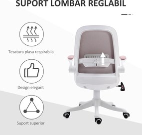 Vinsetto Scaun de Birou Balansoar cu Înălțime Reglabilă din Țesătură Efect Catifea, 62,5x60x94-104 cm, Roz | Aosom Romania