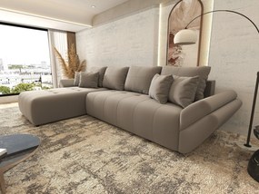 Colțar extensibil dumonde cu ladă de depozitare si sezut confortabil din spuma high-density, Berlin XL Royal Gri 350x185 cm