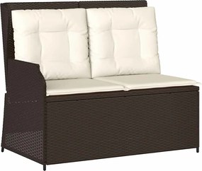 vidaXL Bancă de grădină rabatabilă cu perne, maro, poliratan