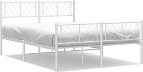 vidaXL Cadru de pat metalic cu tăblie de cap/picioare, alb, 140x190 cm