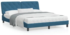 3213865 vidaXL Cadru de pat cu lumini LED, albastru, 160x200 cm, catifea