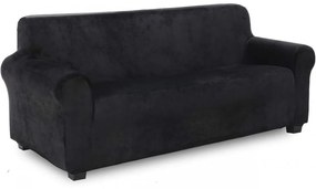 Husa elastica din catifea, canapea 3 locuri, cu brate, negru, HCCJ3-01