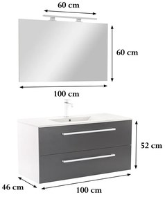 Mobilier complet de baie Vario Clam 100 alb-antracit