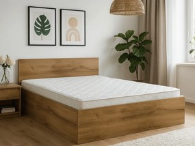 Pat SOFIA 140 x 200 cm, stejar artisan Saltele: Cu saltele Coco Maxi 20 cm, Somiera pat: Cu lamele drepte