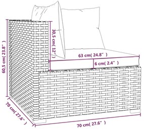 Set mobilier de gradina cu perne, 12 piese, negru, poliratan Negru, 4x colt + 8x mijloc, 1