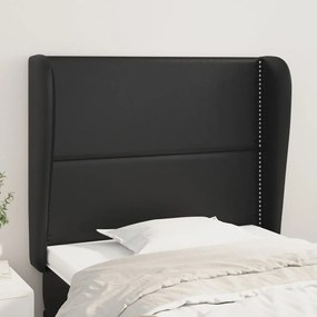 3117894 vidaXL Tăblie de pat cu aripioare, negru, 93x23x118/128 cm, piele eco