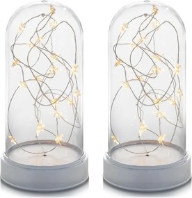 Set de domuri luminoase de Crăciun 20 LED, alb cald, 2 buc