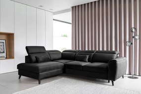 Coltar extensibil cu spatiu pentru depozitare, 255x201x100 cm, Noble L02, Eltap (Culoare: Negru - Flores 10)