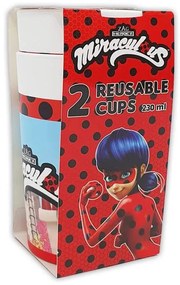 Miraculos: Buburuza și Motan Noir Hero set de 2 pahare din plastic 230 ml