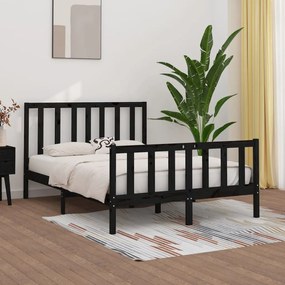 3105209 vidaXL Cadru de pat, negru, 140x190 cm, lemn masiv