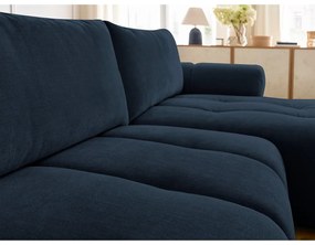 Colțar albastru închis extensibil/cu spațiu de depozitare (cu colț pe partea dreaptă/cu șezlong) Fuji – Bobochic Paris