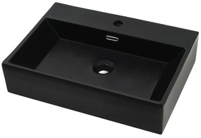 Chiuveta baie, orificiu robinet, ceramica 76x42,5x14,5 cm negru